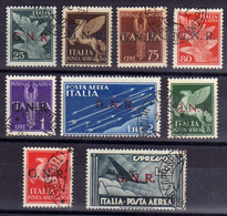 ITALIA REGNO ITALY KINGDOM 1944 RSI GNR G.N.R. POSTA AEREA AIR MAIL SERIE COMPLETA SET USATA USED OBLITERE' CERTIFICATA - Correo Aéreo