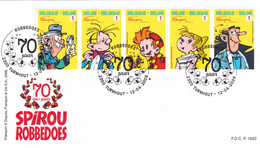 B01-279 Belgique Enveloppe FDC 1er Jour 131 3775 3779  P1620 BD Spirou Franquin 70 Ans 12-04-2008 2300 Turnhout !!! Char - 1981-1990