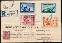 1939 I. Nemzetközi Autóverseny Sor Mi 381-384 Ajánlott Levelezőlapon / On Registered Postcard "SOMBOR" - Edinburgh - Andere & Zonder Classificatie