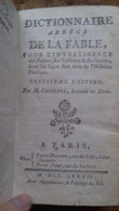 Dictionnaire Abrégé De La Fable CHOMPRE Dessain Et Nyon 1777 - Dizionari