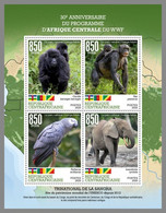 CENTRALAFRICA 2020 MNH Chimpanzees Schimpansen Chimpanzés 30 Years WWF M/S - OFFICIAL ISSUE - DHQ2103 - Monkeys