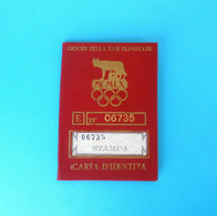 SUMMER OLYMPIC GAMES 1960 ROME (ITALY) - Official ID Card * Olympia Giochi Olimpici Olimpiadi Roma '60. RRR - Uniformes Recordatorios & Misc