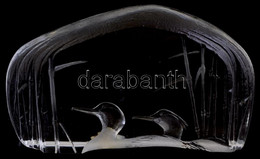 Mats Jonasson Kacsákat ábrázoló üveg Dísz, Jelzés Nélkül, Kis Kopásnyomokkal, 21×12 Cm - Glass & Crystal