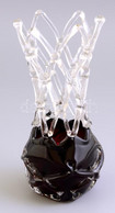 Rácsos Bordó üveg Váza, Hibátlan, M: 19,5 Cm - Glass & Crystal