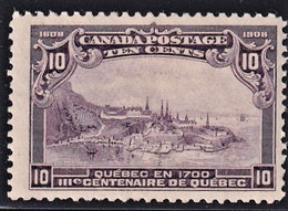 CANADA 1908 QUEBEC TERCENTENARY  10C VIOLET SG193 MLH  SUPERB STAMP CV £100 - Nuevos