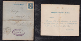 Argentina 1889 Lettercard Stationery 2c Used Private Imprint COMPANIA PRIMITIVA DE GAS - Covers & Documents