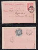 Argentina 1892 Uprated Lettercard Stationery 1 ½ C Used BOLSA DE COMERCIO Postmark Locl Use - Brieven En Documenten