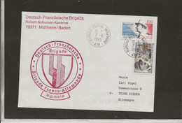 LETTRE AFFRANCHIE N° 2499 ET 2611 OBLITERE CAD BUREAU POSTAL MILITAIRE 416 -1995 -BRIGADE FRANCO ALLEMANDE -MULHEIM - Franchise Stamps