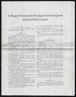 Cca 1900 A Magyar Vasutasok Országos Szövetségének Alapszabálytervezete. Bp., 'Molnárok Lapja'-ny., 9 P. - Unclassified