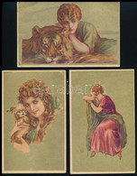 * 3 Db RÉGI Olasz Arany Művész Motívum Képeslap: Nem Szignós T. Corbella / 3 Pre-1945 Italian Golden Art Motive Postcard - Unclassified