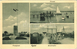 T2/T3 1944 Agárd (Gárdony), Országzászló, Velencei-tó, Vitorlás, Evezős Csónakok, Fürdőzők, Strand Bejárat (EK) - Sin Clasificación