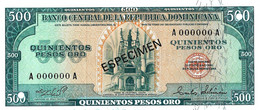 DOMINICAINE 1975 500 Peso  (spécimen A000000A)  -  P.114s  Neuf UNC - Dominicana