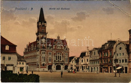 T3 1917 Frydlant, Friedland; Markt Mit Rathaus / Market, Town Hall, Shops. Druckerei Franz Ferd. Feix (EB) - Unclassified