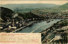 T2/T3 1907 Ústí Nad Labem, Aussig; Vom Schreckenstein Gesehen / General View, Bridge, Factory, Quay, Railway Station, In - Unclassified