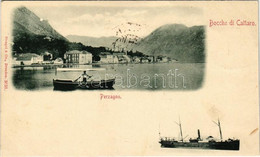 T4 1899 Prcanj, Perzagno; Bocche Di Cattaro / Bay Of Kotor, Steamship, Boat (vágott / Cut) - Unclassified