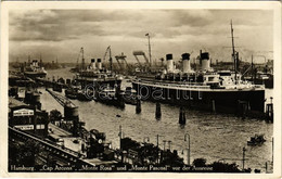 T2/T3 1935 Hamburg, Cap Arcona, Monte Rosa, Monte Pascoal Voer Der Ausreise / Steamship At The Port (EK) - Unclassified