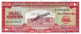 DOMINICAINE 1975 1000 Peso  (spécimen A000000A)  -  P.115s.1  Neuf UNC - Dominicaine