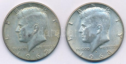 Amerikai Egyesült Államok 1968D-1969D 1/2$ Ag "Kennedy" (2x) T:1- USA 1968D-1969D. 1/2 Dollar Ag "Kennedy" (2x) C:AU Kra - Unclassified