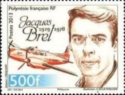 French Polynesia, 2013, Michel 1228, The 35th Anniversary Of The Death Of Jacques Brel, 1v, MNH - Musique