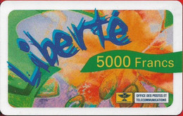 New Caledonia - OPT - Liberte - Flowers, Type #7 - Glossy, GSM Refill 5.000CFP, Exp.31.12.2002, Used - Nouvelle-Calédonie