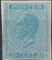 [(*) TB] N° 18, 20c Bleu - Non Dentelé Sans Specimen - Cote: 220€ - 1865-1866 Profile Left