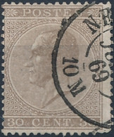 [O TB] N° 19A, Superbe Obl Centrale Anormale Cercle De 'Ne….' - 1865-1866 Profile Left