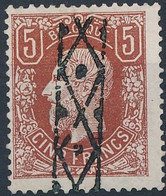 [O TB] N° 37, 5F Brun-rouge. Obl Roulette. Signé - Cote: 925€ - 1869-1883 Leopold II