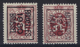 HERALDIEKE LEEUW Nr. 278 België Typografische Voorafstempeling Nrs. 221B En 222B ** MNH En In Zéér Goede Staat  ! - Typos 1929-37 (Heraldischer Löwe)