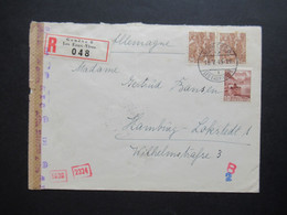 Schweiz 1943 Zensurbeleg / Mehrfachzensur Mit Zensurstreifen OKW  Einschreiben Geneve 6 Les Eaux - Vives Nach Hamburg - Storia Postale