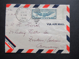 USA 1940 Zensurbeleg Air Mail Flugpost OKW Zensur Flugpostmarke Trans Atlantic Nr. 450 EF Randstück - Brieven En Documenten