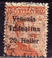 TRENTINO ALTO ADIGE 1918 SOPRASTAMPATO D'ITALIA ITALY OVERPRINTED NUOVO VALORE HELLER 20h SU 20c USATO USED OBLITERE' - Trento