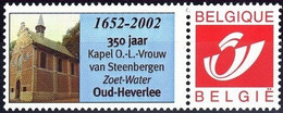 DUOSTAMP/MY STAMP**  1652/2002 - 350 Jaar  Chapelle Notre-Dame / Kapel O-L-Vrouw Van Steenbergen Zoet-Water Oud-Heverlee - Ungebraucht