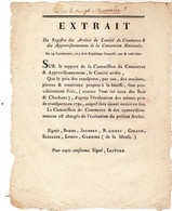 Extrait Du Registre Des Arrêtés Du Comité De Commerce & Approvisionnements De La Convention Nationale - - Décrets & Lois