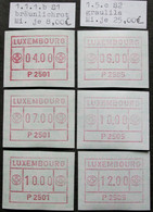 Luxemburg 2 ATM-Sätze ** Postfrisch: 1x 1.1.1b S1 Bräunlichrot 4-7-10 & 1x 1.5.c S2 Graulila 6-10-12. Mi. 33,00 €. - Viñetas De Franqueo