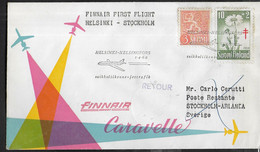 FINLAND - PRIMO VOLO - FIRST FLIGHT FINNAIR - HELSINKI / STOCKHOLM - 1.4.60 - SU BUSTA UFFICIALE - Lettres & Documents