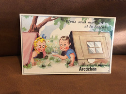 Arcachon * Carte à Système Ancienne Complète * Au Camping - Arcachon