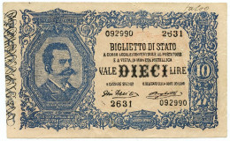 10 LIRE FALSO D'EPOCA BIGLIETTO DI STATO EFFIGE UMBERTO I 10/04/1915 BB - Sonstige
