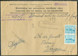 N°725 - 1Fr.35 Ostende-Douvres (paire) Obl. Sc BRUGGE 1 Sur Lettre Du 25-II-1947 Contre Reboursement (griffe TERUGBETALI - Briefe U. Dokumente