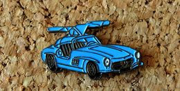 Pin's MERCEDES 300 SL Bleue Peint Cloisonné Fabricant CEC/ID PREMIER - Mercedes