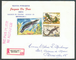 N°1345/6-1348 (Série Reptiles III - Zoo D'ANVERS) Obl. Sc BRUXELLES 1 sur Lettre Recommandée Du 29-11-1965 Vers La Ville - Cartas & Documentos