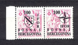 BOSNIA AND HERZEGOVINA War 1991-1995 - Overprint IFOR, Two Type In Horizontal Pair, MNH, Private Edition. - Bosnia And Herzegovina