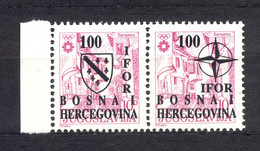 BOSNIA AND HERZEGOVINA War 1991-1995 - Overprint IFOR, Two Type In Horizontal Pair, MNH, Private Edition. - Bosnia Erzegovina