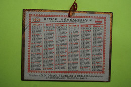 Petit Calendrier Cartonné 1908 (12,5x10cm) De L'Office Généalogique - Direct. Mrs Draguet, Millet & Beller - à Pris - Petit Format : 1901-20