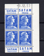 !!! 20 F MARIANNE DE MULLER BLOC DE 4 AVEC PUBS SATAM - SATAM ET COIN DATE NEUF ** - 1950-1959