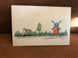 Collage De Timbres Poste * Paysage Au Moulin à Vent * Molen * CPA * Stamps Timbre - Timbres (représentations)