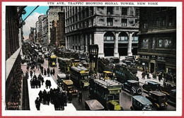 New York. 5eme Avenue. Trafic Routier. Tour De Signalisation. Carte Colorisée. 1930. - Trasporti