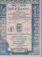 SOCIETE ANONYME POUR L'EXPLOITATION DES PROCEDES PAUCHOT -LOT DE 3 ACTIONS DE 100 FRS - 1923 - Industrie