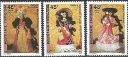 French Polynesia, 1988, Mi 507-509, Polynesian Folklore - Tahitian Dolls, Guitar, 3v, MNH - Puppen