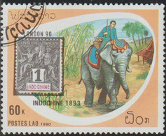 Laos 1990 Scott 1013 Sello * Dia Mundial Sello Londres Indo-China 1892 1c. Stamp And Elephant Michel 1204 Yvert 957 - Laos