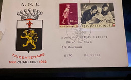 Enveloppe 300 Jaar Charleroi Uit 1966 Met Rode Hruiszegels - Storia Postale